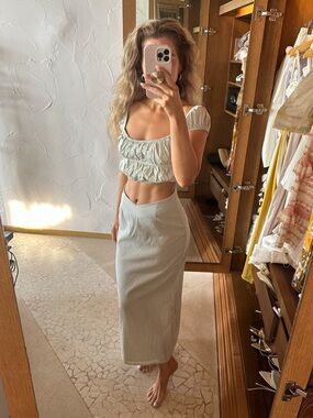 Sabo Skirt Cream Ribbed Knit Crop Top & Midi Skirt Set